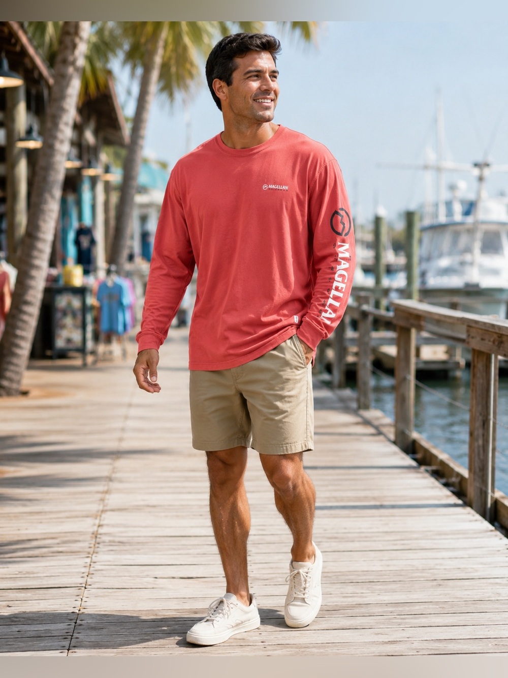 Magellan Outdoors Long Sleeve Logo Shirt Coral Pink XL Fishing Graphic Tee